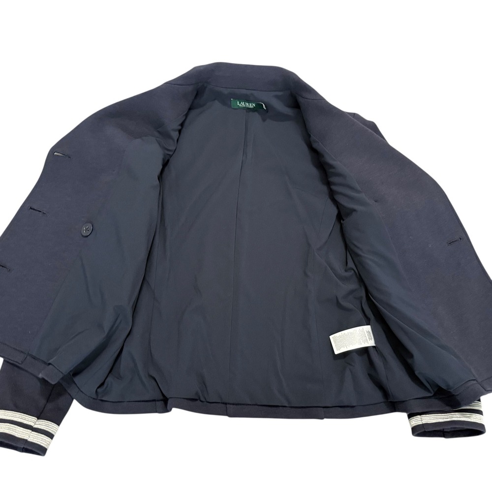 Lauren Ralph Lauren Navy Knit Nautical Jacket Anchor Button Double Breasted Sz S - Picture 10 of 14